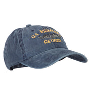 US Submarine Retired Military Embroidered Washed Cotton Twill Cap