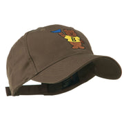 Bear with Blue Flag Mascot Embroidery Cap