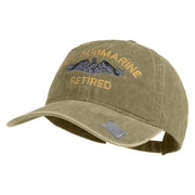 US Submarine Retired Embroidered Washed Solid Pigment Dyed Cotton Twill Brass Buckle Cap - Khaki OSFM