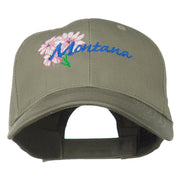 USA State Montana Bitter Root Embroidered Low Profile Cap