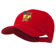 Bear with Blue Flag Mascot Embroidery Cap