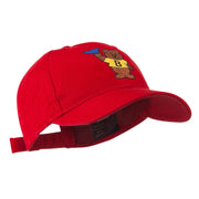 Bear with Blue Flag Mascot Embroidery Cap