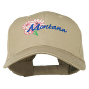 USA State Montana Bitter Root Embroidered Low Profile Cap