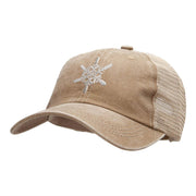 Snowflakes Large Christmas Embroidered Iron On Patched Pigment Dyed Mesh Cap