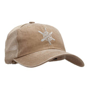 Snowflakes Large Christmas Embroidered Iron On Patched Pigment Dyed Mesh Cap