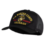 U.S. Marine Corps Iraqi Freedom Veteran Patched Solid Cotton Twill 5 panel Mesh Back Cap - Black OSFM