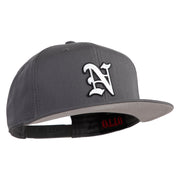 Old English White N Patched Cotton Twill Flat Bill Cap - Charcoal OSFM