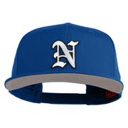 Old English White N Patched Cotton Twill Flat Bill Cap - Royal OSFM