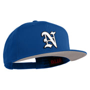 Old English White N Patched Cotton Twill Flat Bill Cap - Royal OSFM