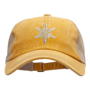Snowflakes Large Christmas Embroidered Iron On Patched Pigment Dyed Mesh Cap