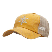 Snowflakes Large Christmas Embroidered Iron On Patched Pigment Dyed Mesh Cap