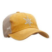 Snowflakes Large Christmas Embroidered Iron On Patched Pigment Dyed Mesh Cap