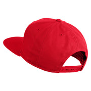 Old English White N Patched Cotton Twill Flat Bill Cap - Red OSFM