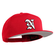 Old English White N Patched Cotton Twill Flat Bill Cap - Red OSFM