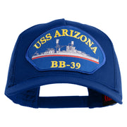 USS Arizona BB 39 Blue Patched Solid Cotton Twill 5 panel Mesh Back Cap - Royal OSFM