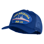 USS Arizona BB 39 Blue Patched Solid Cotton Twill 5 panel Mesh Back Cap - Royal OSFM