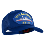 USS Arizona BB 39 Blue Patched Solid Cotton Twill 5 panel Mesh Back Cap - Royal OSFM