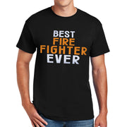 Best Firefighter Ever Graphic Design Men's Big Size Cotton Polyester DryBlend T-Shirt - Black XS