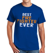 Best Firefighter Ever Graphic Design Men's Big Size Cotton Polyester DryBlend T-Shirt - Royal XS