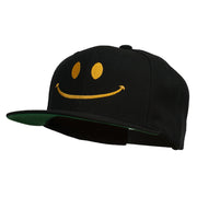 Big Smile Face Embroidered Flat Bill Cap