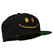 Big Smile Face Embroidered Flat Bill Cap