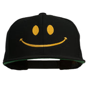 Big Smile Face Embroidered Flat Bill Cap