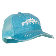 Boston Skyline Embroidered Low Profile Cotton Mesh Cap