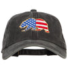 Bear USA Flag Embroidered Washed Buckle Cap