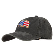 Bear USA Flag Embroidered Washed Buckle Cap