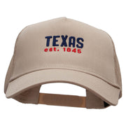 Texas Year Established Embroidered Twill 5 panel Mesh Back Cap - Khaki OSFM