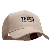 Texas Year Established Embroidered Twill 5 panel Mesh Back Cap - Khaki OSFM