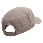 Cheetah Head Embroidered Garment Washed Adjustable Army Cap - Dk-Khaki OSFM