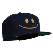 Big Smile Face Embroidered Flat Bill Cap