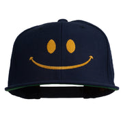 Big Smile Face Embroidered Flat Bill Cap