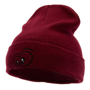 Big Eyes Embroidered 12 Inch Long Knitted Beanie