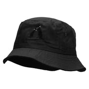 Grandma Cat and Baby Cat Embroidered Pigment Dyed Bucket Hat - Black OSFM