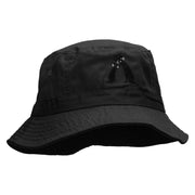 Grandma Cat and Baby Cat Embroidered Pigment Dyed Bucket Hat - Black OSFM