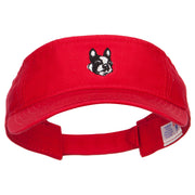 Boston Terrier Head Embroidered Pro Style Cotton Washed Visor