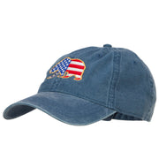 Bear USA Flag Embroidered Washed Buckle Cap