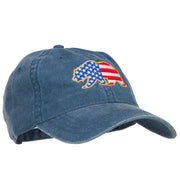 Bear USA Flag Embroidered Washed Buckle Cap