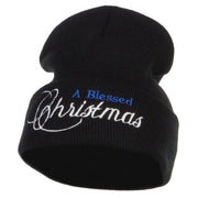 A Blessed Christmas Embroidered Long Beanie