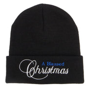 A Blessed Christmas Embroidered Long Beanie