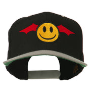 Bat Smile Face Embroidered Snapback Cap