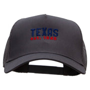 Texas Year Established Embroidered Twill 5 panel Mesh Back Cap - Grey OSFM