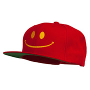 Big Smile Face Embroidered Flat Bill Cap