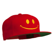 Big Smile Face Embroidered Flat Bill Cap