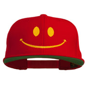 Big Smile Face Embroidered Flat Bill Cap