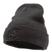 Big Eyes Embroidered 12 Inch Long Knitted Beanie