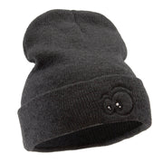 Big Eyes Embroidered 12 Inch Long Knitted Beanie