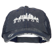 Boston Skyline Embroidered Low Profile Cotton Mesh Cap